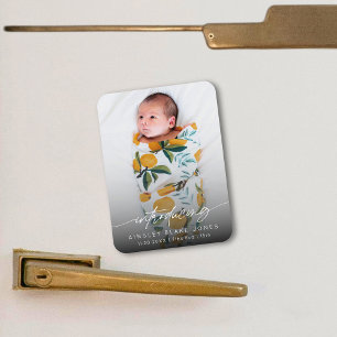 Modern Introduktion Nyfödd Foto Elegant Skrift Magnet