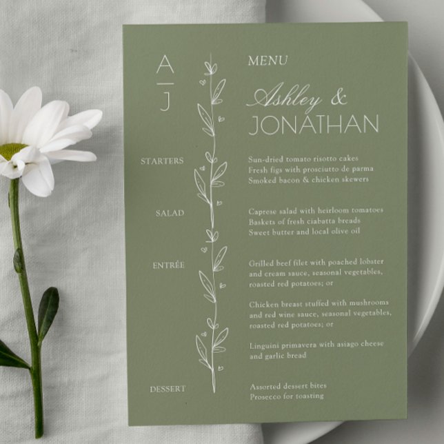 Modern invigning av bröllop med organisk Blommigt Meny (Skapare uppladdad)