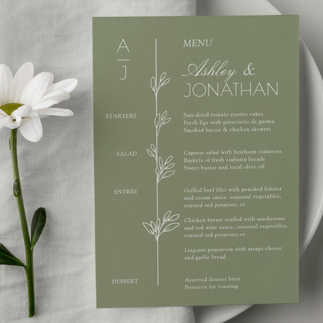 Modern invigning av bröllop med organisk Blommigt Meny (Skapare uppladdad)