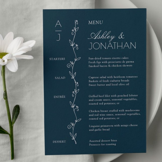 Modern invigning av bröllop med organisk Blommigt Meny (Skapare uppladdad)