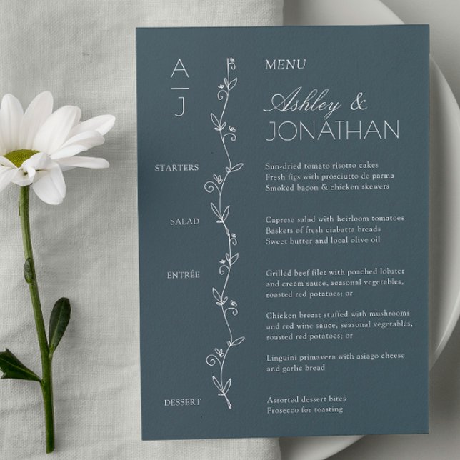Modern invigning av bröllop med organisk Blommigt Meny (Skapare uppladdad)