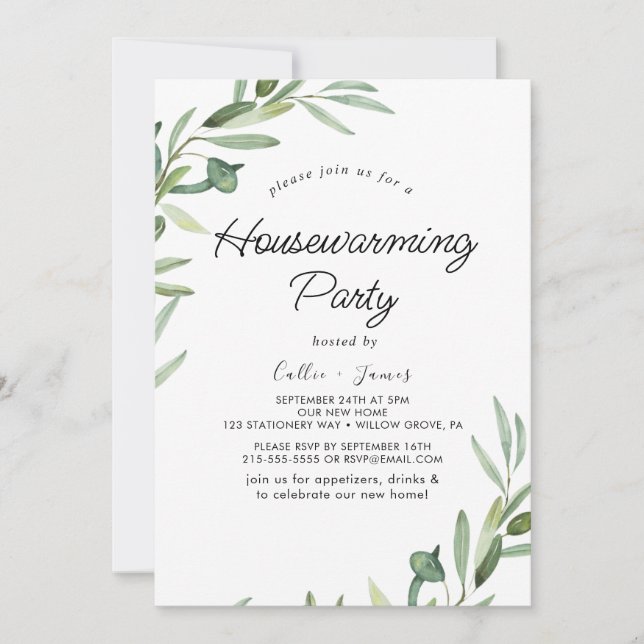 Modern Invitation till husuppvärmningsfest med oli Inbjudningar (Framsida)