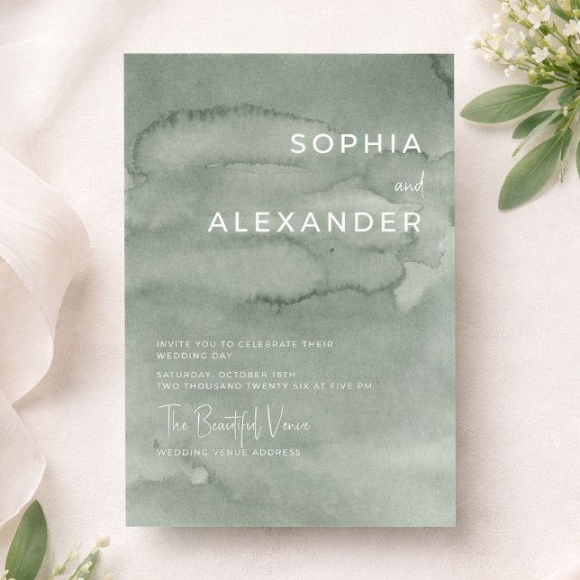 Modern Invitation Watercolor Wedding.   Inbjudningar (Skapare uppladdad)