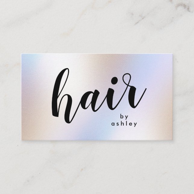 Modern irdescent Holography Shimmer Hair Stylist Visitkort (Framsida)