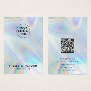 Modern irdescent QR Code Necklace Jewelry Visitkort