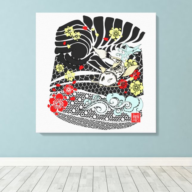 Modern Irezumi Art Koi Canvastryck (Insitu (trägolv))