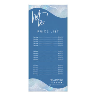 Modern Iridescent Blue Gradient Price List Reklamkort