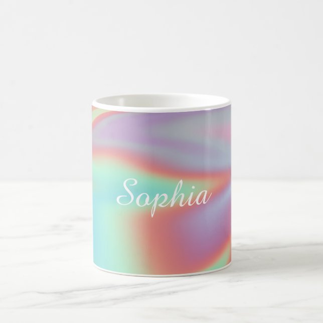 Modern Iridescent Holografisk Aura Namn Kaffemugg (Center)