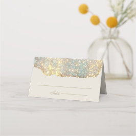 Modern Iridescent Holografisk Glitter Bröllop Placeringskort