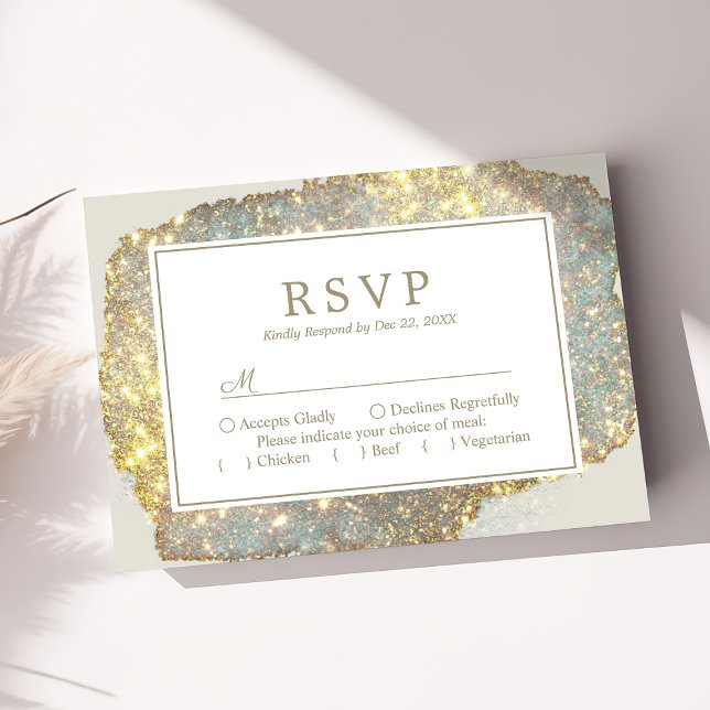 Modern Iridescent Holografisk Glitter Bröllop RSVP OSA Kort (Skapare uppladdad)