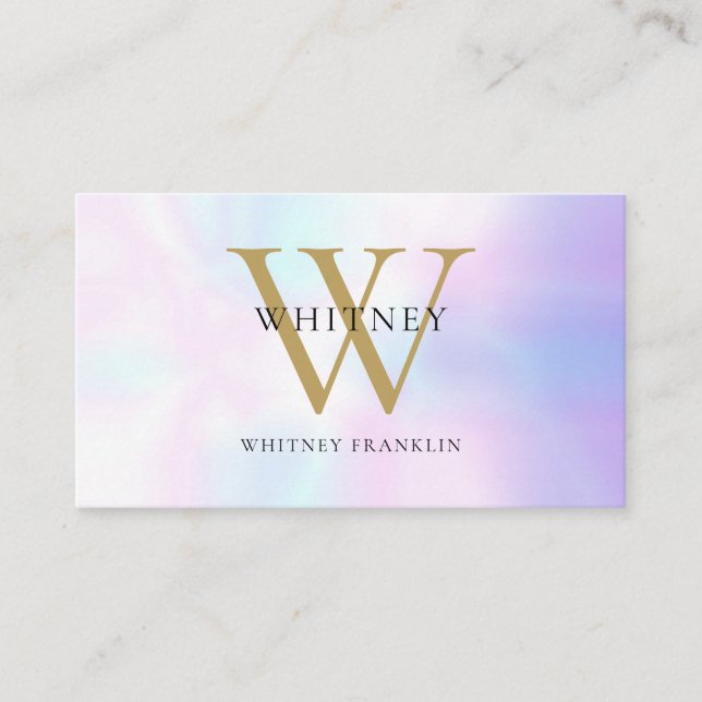 Modern Iridescent Monogram Professionell Visitkort (Framsida)