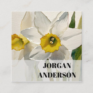 Modern Iris Watercolor Flowers Fyrkantigt Visitkort