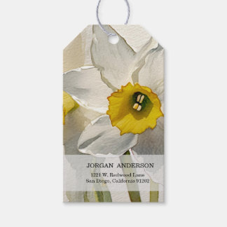 Modern Iris Watercolor Flowers Presentetikett
