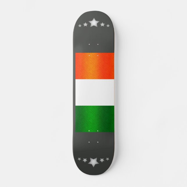 Modern irländsk flagga med ränder mini skateboard bräda 18,5 cm (Framsida)