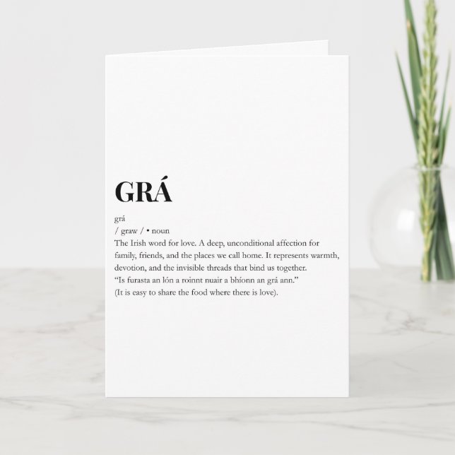 Modern irländsk Grá Kärlek Betydelse Print Kort (Framsida)