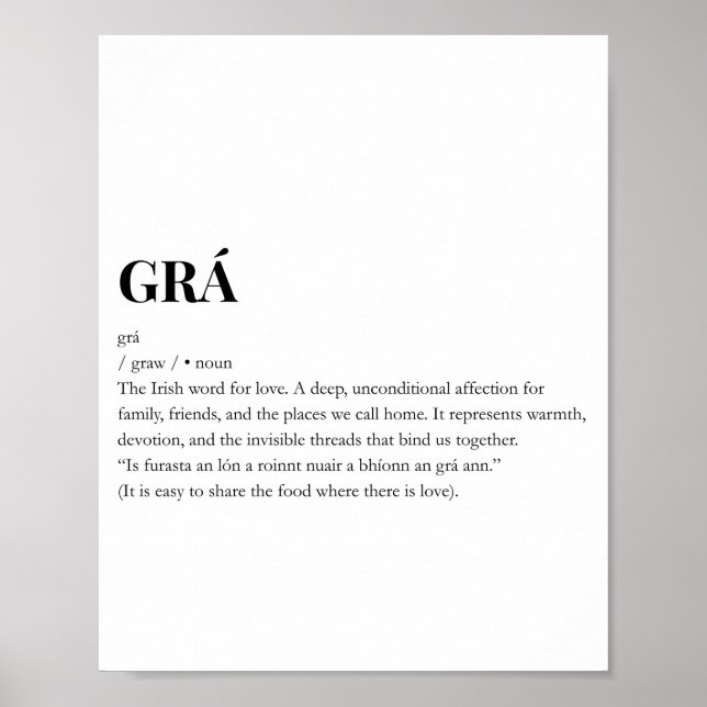 Modern irländsk Grá Kärlek Betydelse Print Poster (Framsidan)