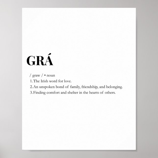 Modern irländsk Grá Kärlek Betydelse Print Poster (Framsidan)