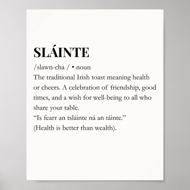 Modern irländsk rolig irländsk Slainet-citat poste Poster (Framsidan)