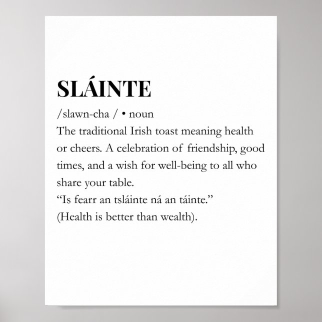 Modern irländsk rolig irländsk Slainte Citat Poste Poster (Framsidan)