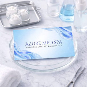 Modern isblå agat marmorerad metallisk Med Spa Visitkort