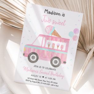 Modern iscram Lastbil 2 Sweet Birthday Inbjudningar