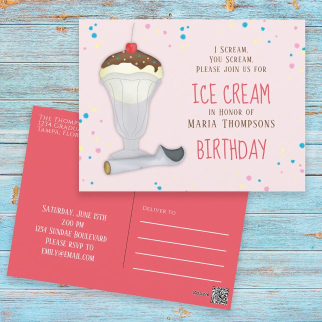 Modern iscram Whimsical Sprinkles Birthday Vykort (Skapare uppladdad)