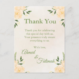 Modern Islamic Wedding Thank You Card  Vykort