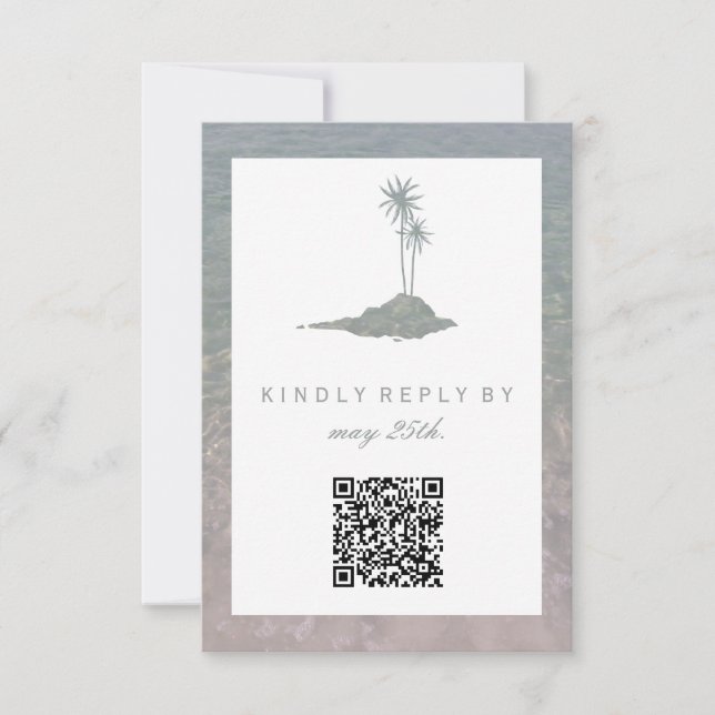 Modern Island Vatten Beach Wedding QR OSA Kort (Framsida)