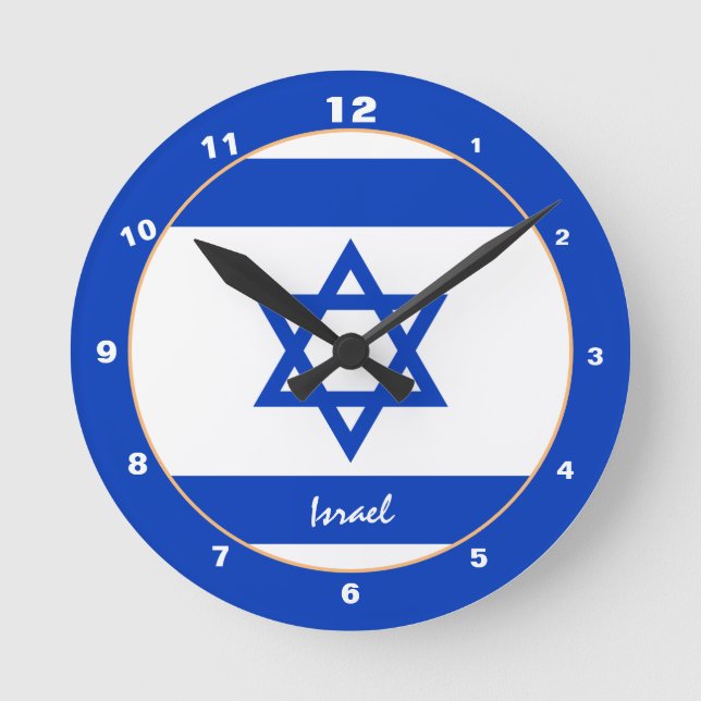 Modern Israel-Flagga, Israels hem/design Rund Klocka (Framsida)