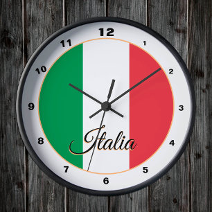 Modern Italian Flag & Italy trendy Home / design Rund Klocka