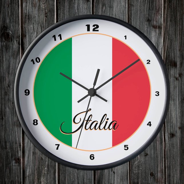 Modern Italian Flag & Italy trendy Home / design Rund Klocka (Skapare uppladdad)