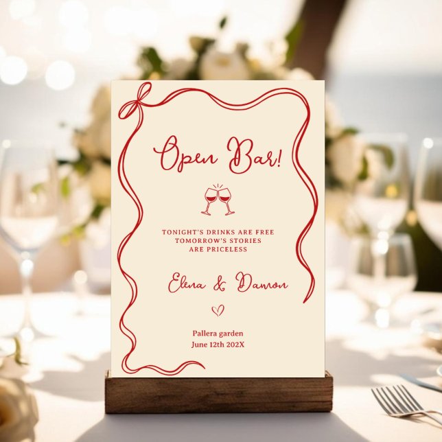Modern Italian Open Bar Wedding Sign Poster (Skapare uppladdad)