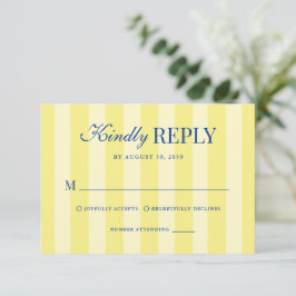 Modern Italian Striped Blue & Yellow Wedding OSA Kort