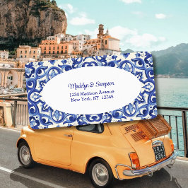 Modern italiensk blå La Dolce vita  Adressetikett