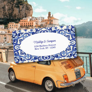 Modern italiensk blå La Dolce vita  Adressetikett