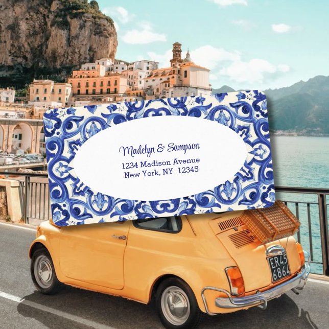 Modern italiensk blå La Dolce vita  Adressetikett (Skapare uppladdad)