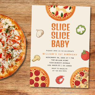 Modern italiensk segmentsektor Baby Pizza 1:a föde Inbjudningar
