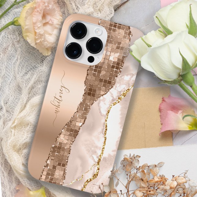 Modern ivoriagate & Ro Guld Glitter Monogram (Skapare uppladdad)