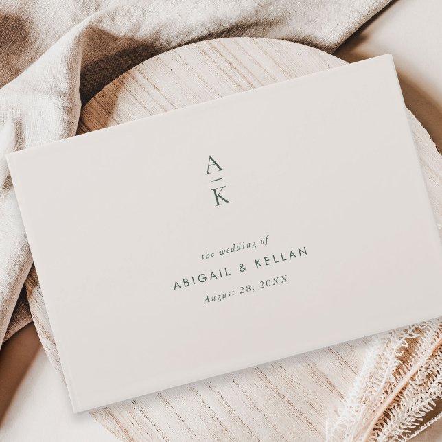 Modern ivoriansk Grönt Monogram Mix Match Bröllop Gästböcker (Skapare uppladdad)