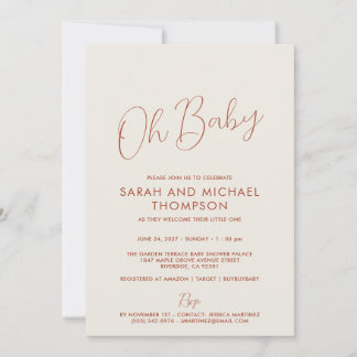 Modern ivory Baby Shower Elegant Script Inbjudningar