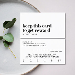 Modern Ivory Black White Beauty Bold Salon Lojalitetskort