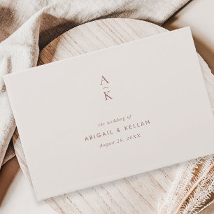 Modern Ivory Brown Monogram Earth Tone Bröllop Gästböcker