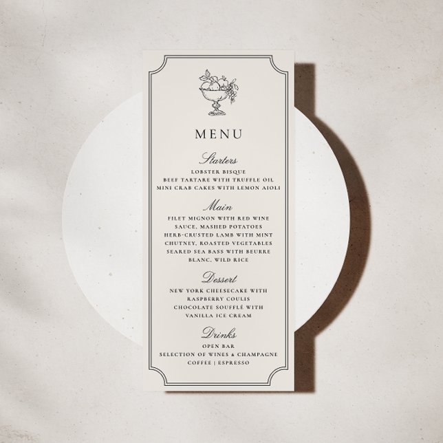 Modern Ivory Double Frame Elegant Wedding Menu Inbjudningar (Skapare uppladdad)