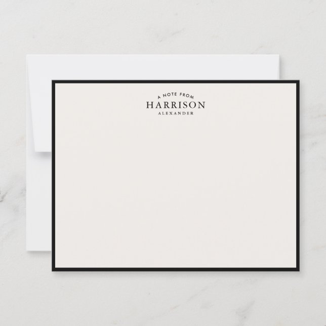 Modern Ivory Elegant Black Border Note Card Inbjudningar (Framsida)