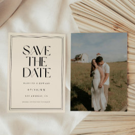 Modern Ivory Fetstil Bröllopsfoto Spara Datumet