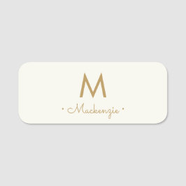 Modern ivory Guld-skript Monogram Namnbricka