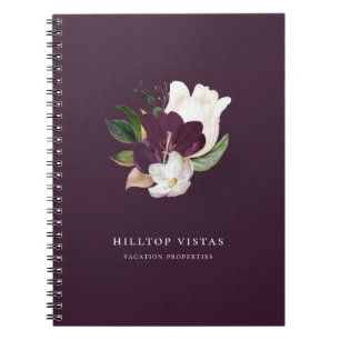 Modern Ivory Lila Blommigt Bouquet Plum Anteckningsbok