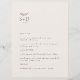 Modern Ivory Monogrammed Bröllop Menu Meny