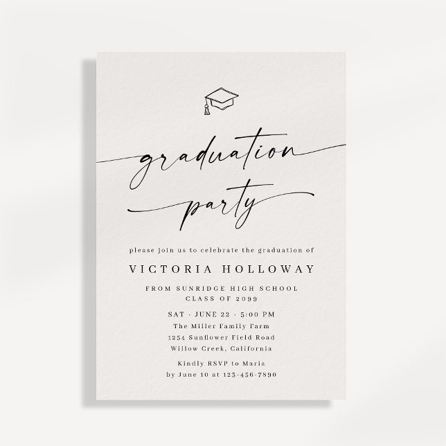 Modern Ivory Non Photo Graduation Party Invitation Inbjudningar (Skapare uppladdad)