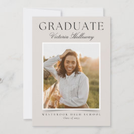 Modern Ivory One Photo Graduation Announcement Inbjudningar